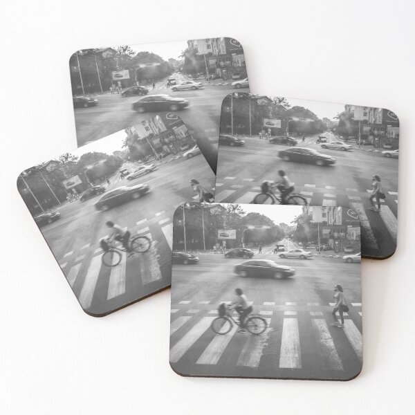 Item preview, Pedestrian Crosswalk with Girl on Bicycle in Skopje – Urban Moment designed and sold by photo-travel.
