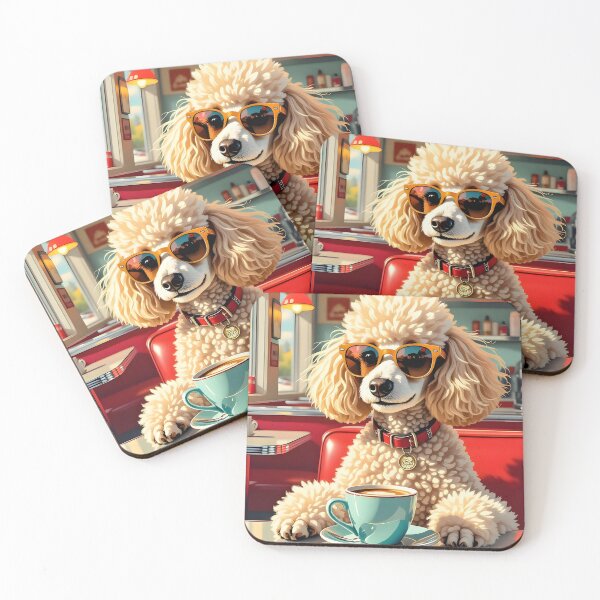 Item preview, Poodle with Attitude – Retro Coffee Date at a 50s Diner designed and sold by MooLaLa.Store.