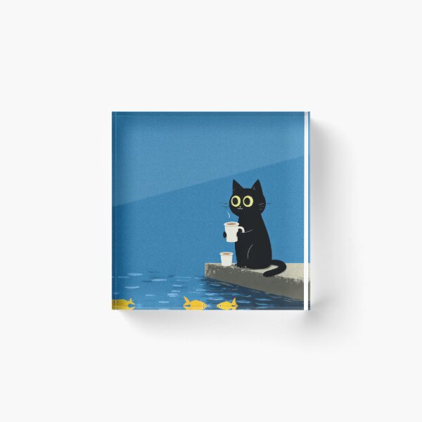 Item preview, Two Coffees, One Cat – Quiet Morning by the Pond designed and sold by Tenalxp.