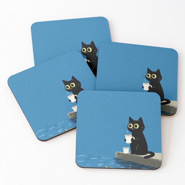 Item preview, Two Coffees, One Cat – Quiet Morning by the Pond designed and sold by Tenalxp.