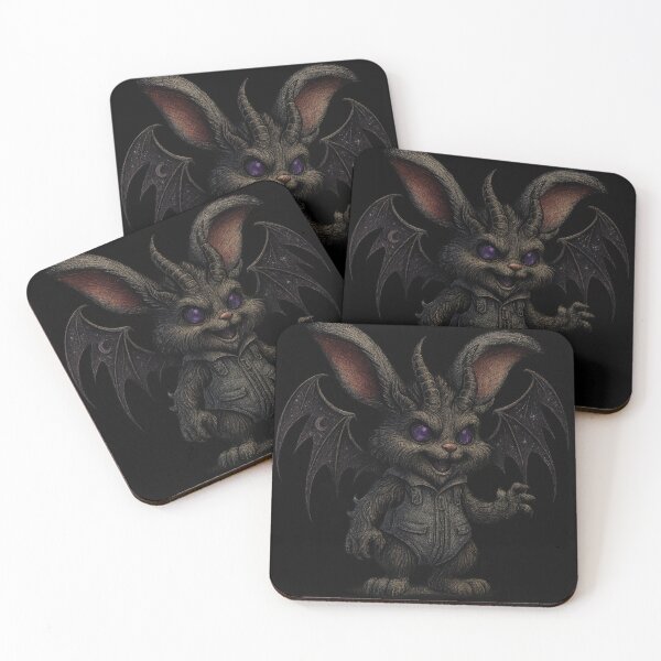 Item preview, Adorable Gothic Demon Bunny Bat Wing Purple Eyes Dark Fantasy Art designed and sold by Daagath.