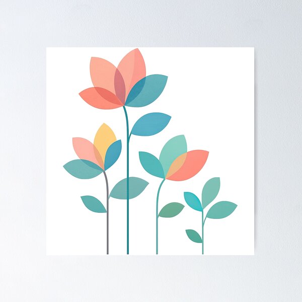 Item preview, Modern Pastel Flower Growth - Minimalist Botanical Family Design designed and sold by ArtfulWeave.