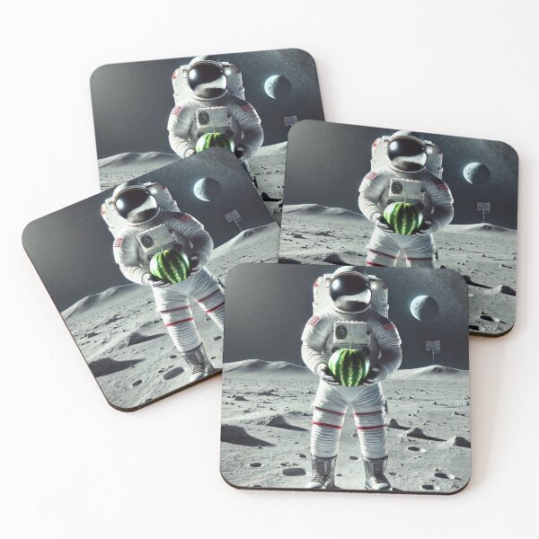 Item preview, Astronaut on the Moon with Watermelon by Daryush Shokof designed and sold by shokofart.
