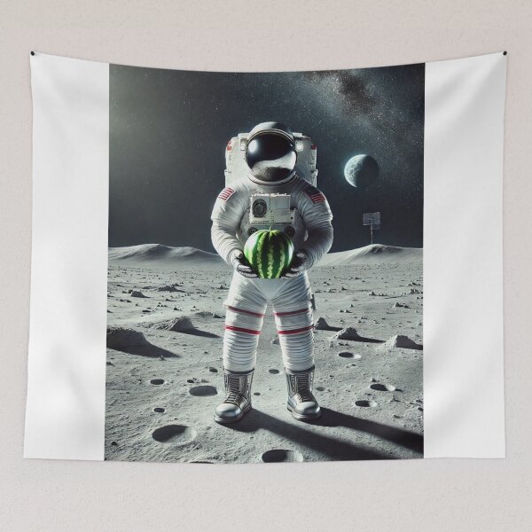 Item preview, Astronaut on the Moon with Watermelon by Daryush Shokof designed and sold by shokofart.