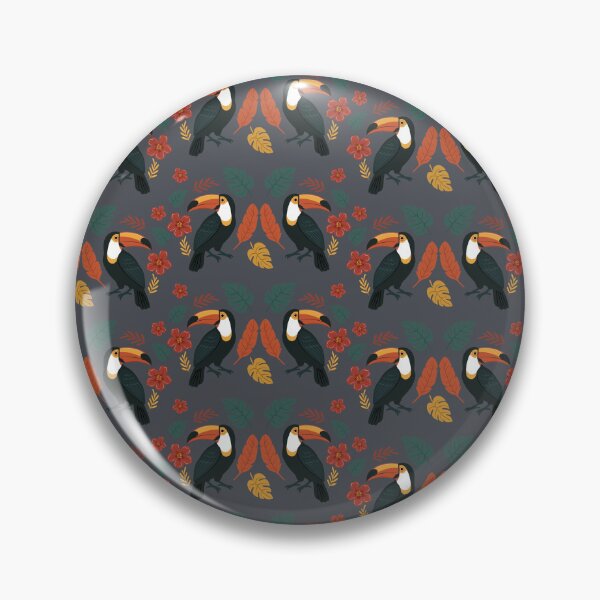 Item preview, Toucan Pattern with Exotic Botanicals - Petrol  designed and sold by ellealsopaints.