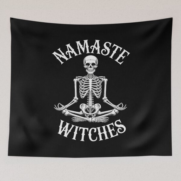 Item preview, Distressed Halloween Yoga Skeleton Namaste Witches designed and sold by WindowStone.