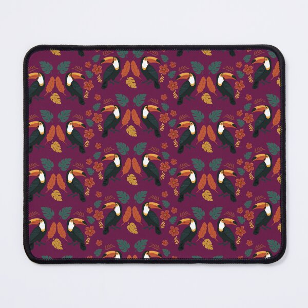 Item preview, Toucan Pattern with Exotic Botanicals - Dark Pink designed and sold by ellealsopaints.
