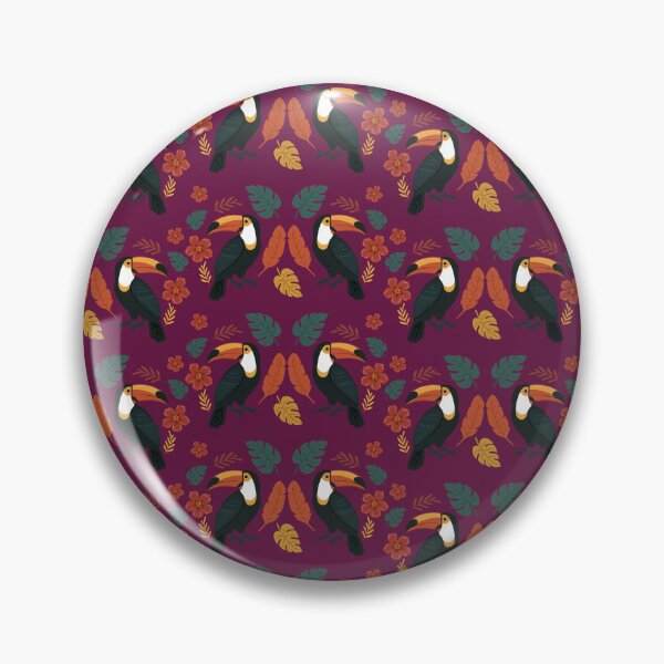 Item preview, Toucan Pattern with Exotic Botanicals - Dark Pink designed and sold by ellealsopaints.