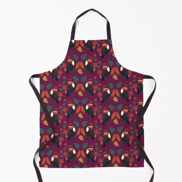 Item preview, Toucan Pattern with Exotic Botanicals - Dark Pink designed and sold by ellealsopaints.