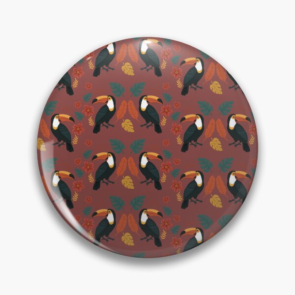 Item preview, Toucan Pattern with Exotic Botanicals - Dark Orange designed and sold by ellealsopaints.