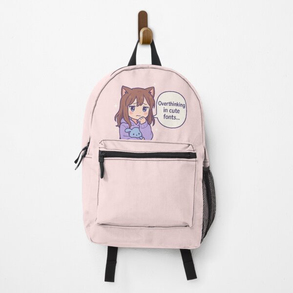 Item preview, Overthinking in Cute Fonts – Anxious Kawaii Cat Girl Design designed and sold by LineVerse.