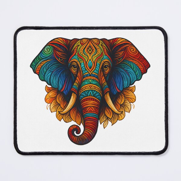 Item preview, Colorful Tribal Elephant Head - Ornate Festival Animal Design designed and sold by ArtfulWeave.