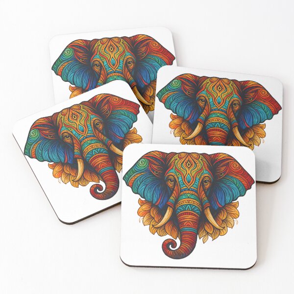 Item preview, Colorful Tribal Elephant Head - Ornate Festival Animal Design designed and sold by ArtfulWeave.