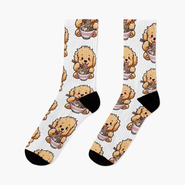 Item preview, Goldendoodle Anime Dog Eating Ramen Noodles designed and sold by doodIllustrate.