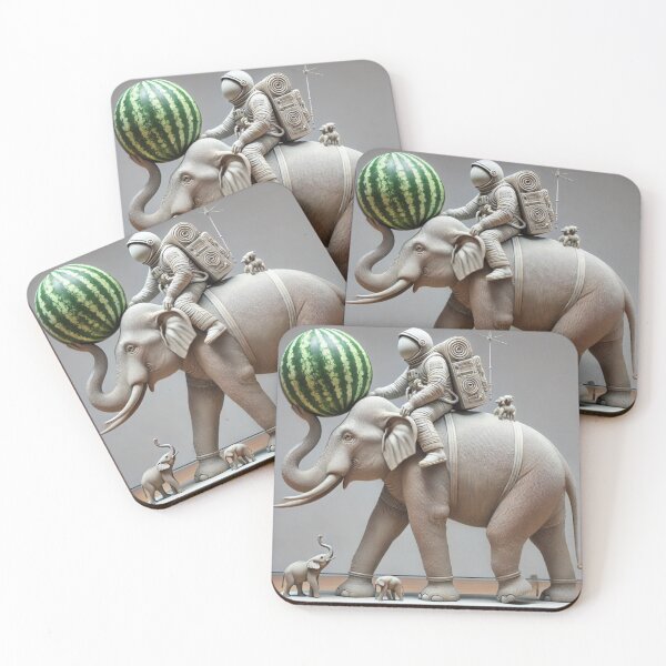 Item preview, Astronaut on elephant with colored watermelon by Daryush Shokof designed and sold by shokofart.