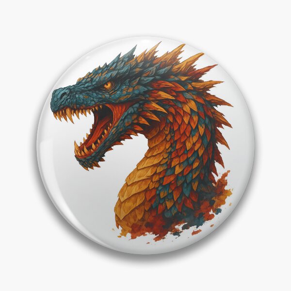 Item preview, Fiery Dragon Head - Ferocious Fantasy Reptile Illustration designed and sold by ArtfulWeave.