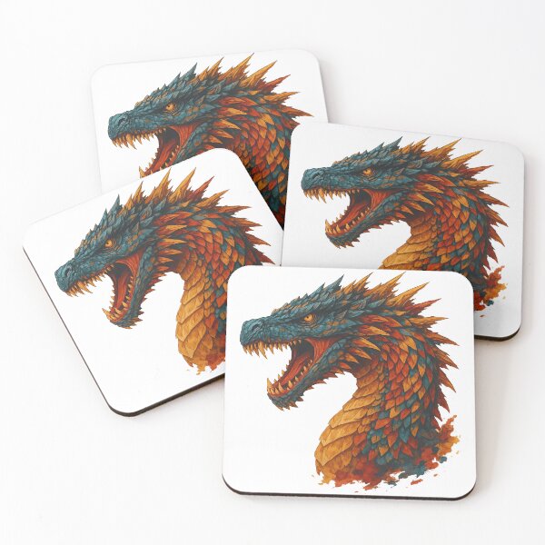 Item preview, Fiery Dragon Head - Ferocious Fantasy Reptile Illustration designed and sold by ArtfulWeave.