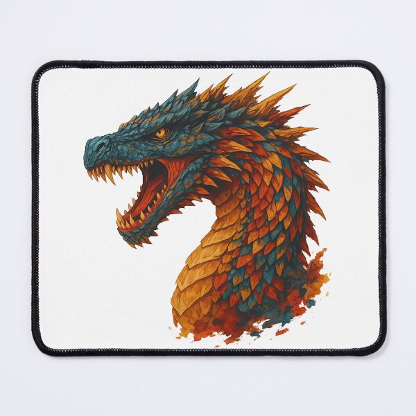 Item preview, Fiery Dragon Head - Ferocious Fantasy Reptile Illustration designed and sold by ArtfulWeave.
