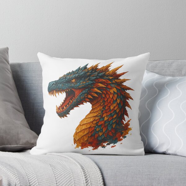 Item preview, Fiery Dragon Head - Ferocious Fantasy Reptile Illustration designed and sold by ArtfulWeave.