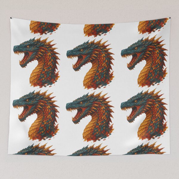 Item preview, Fiery Dragon Head - Ferocious Fantasy Reptile Illustration designed and sold by ArtfulWeave.