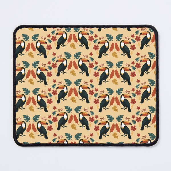 Item preview, Toucan Pattern with Exotic Botanicals - Bright Pastel Yellow designed and sold by ellealsopaints.