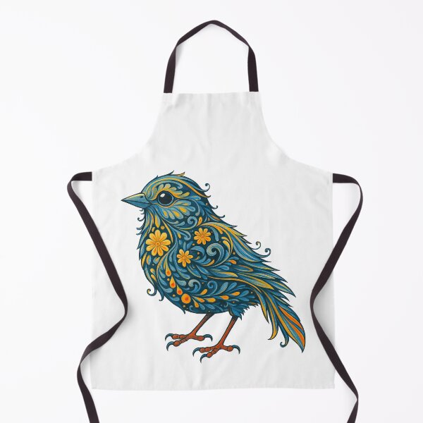 Item preview, Floral Blue Bird - Decorative Folk Art Inspired Illustration designed and sold by ArtfulWeave.