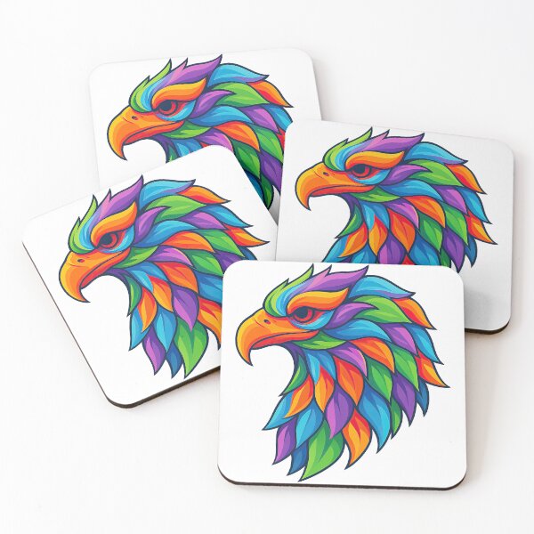 Item preview, Rainbow Eagle Head - Fierce Multicolor Predator Design designed and sold by ArtfulWeave.