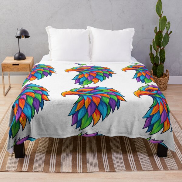 Item preview, Rainbow Eagle Head - Fierce Multicolor Predator Design designed and sold by ArtfulWeave.