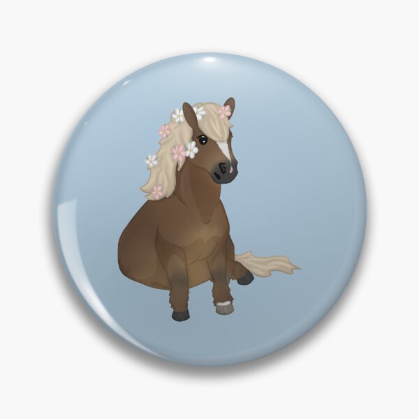 Item preview, Sitting Cartoon Pony - Cute Shetland Illustration with Flowers designed and sold by Art By Drina.