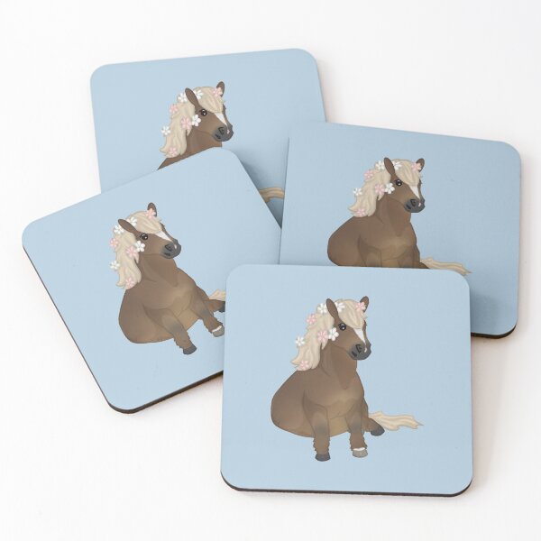 Item preview, Sitting Cartoon Pony - Cute Shetland Illustration with Flowers designed and sold by Art By Drina.