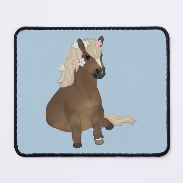 Item preview, Sitting Cartoon Pony - Cute Shetland Illustration with Flowers designed and sold by Art By Drina.