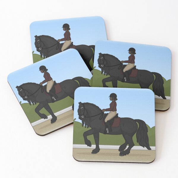 Item preview, Cartoon Friesian Horse - Piaffe Dressage Illustration  designed and sold by Art By Drina.