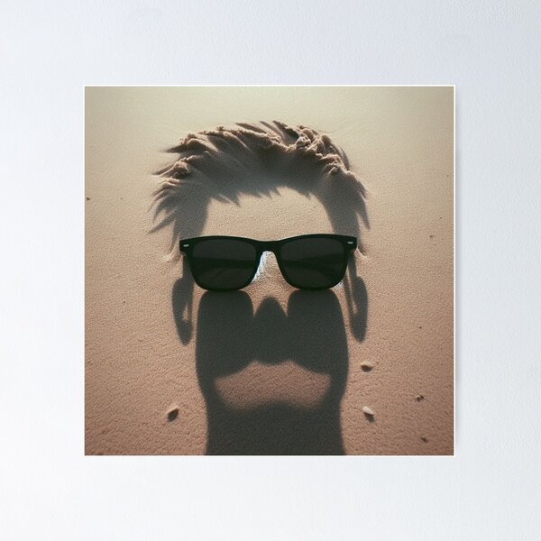 Item preview, Beach Illusion – Sunglasses on Sand with Head-Shaped Shadow designed and sold by ashokreddy343.