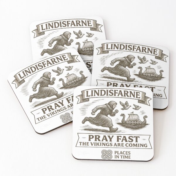 Item preview, Lindisfarne "Pray Fast – The Vikings Are Coming" Woodcut Design designed and sold by Places In Time.