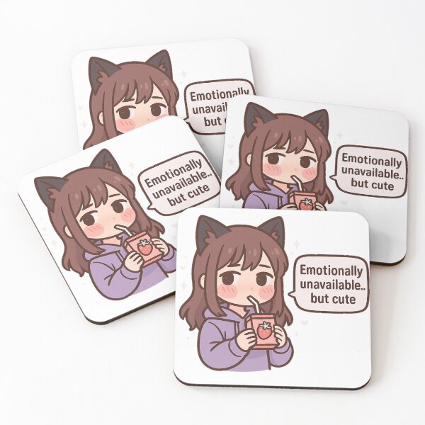 Item preview, Emotionally Unavailable… But Cute – Kawaii Cat Girl Design designed and sold by LineVerse.
