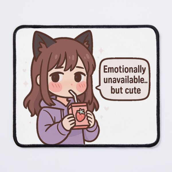 Item preview, Emotionally Unavailable… But Cute – Kawaii Cat Girl Design designed and sold by LineVerse.