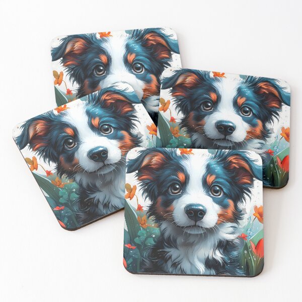 Item preview, Animal Cute Inquisitive Border Collie Puppy Observes Playful Pond Frogs designed and sold by GABRIELMURPHY.
