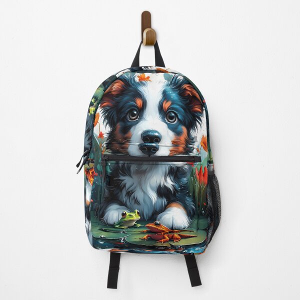 Item preview, Animal Cute Inquisitive Border Collie Puppy Observes Playful Pond Frogs designed and sold by GABRIELMURPHY.
