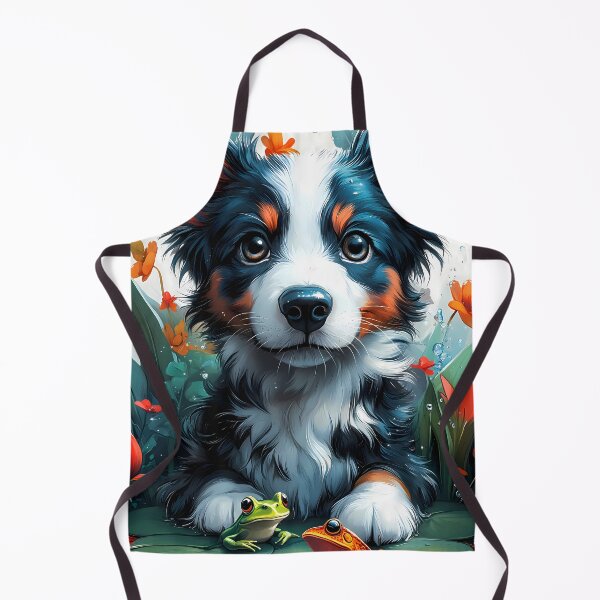 Item preview, Animal Cute Inquisitive Border Collie Puppy Observes Playful Pond Frogs designed and sold by GABRIELMURPHY.