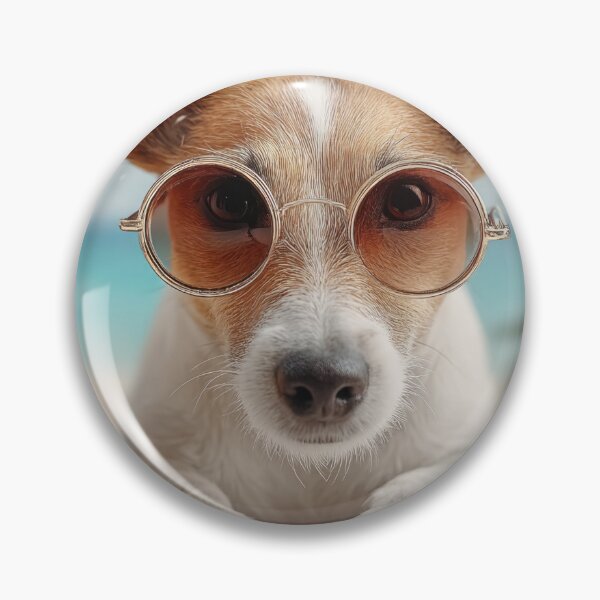 Item preview, Jack Russell Terrier in sunglasses with a cocktail on the beach.	 designed and sold by Valentinian.