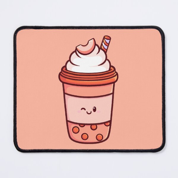 Item preview, Peach Boba Kawaii Drink – Cute Winking Bubble Tea Cup designed and sold by Magsu.art.