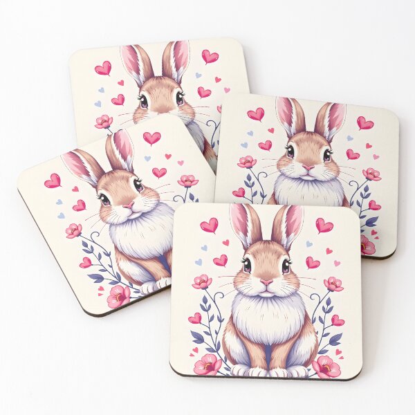 Item preview, Cute Bunny with Hearts and Flowers designed and sold by Field-23.