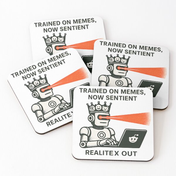 Item preview, Trained on Memes Now Sentient – AI Robot Meme Design for Reddit Fans designed and sold by VoidBloom Studio.