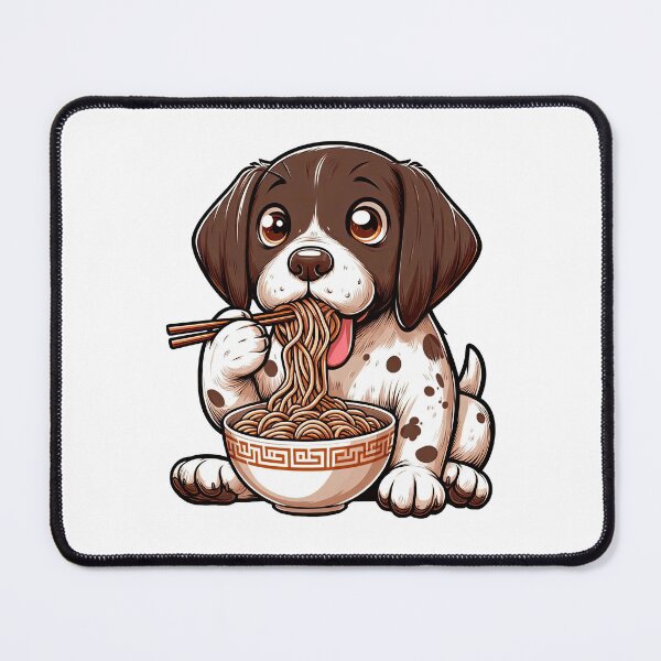 Item preview, German Shorthaired Pointer Anime Dog Eating Ramen Noodles designed and sold by doodIllustrate.