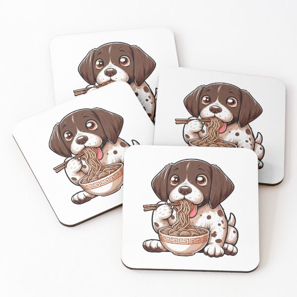 Item preview, German Shorthaired Pointer Anime Dog Eating Ramen Noodles designed and sold by doodIllustrate.