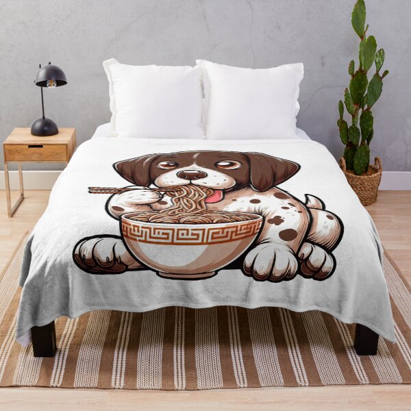 Item preview, German Shorthaired Pointer Anime Dog Eating Ramen Noodles designed and sold by doodIllustrate.