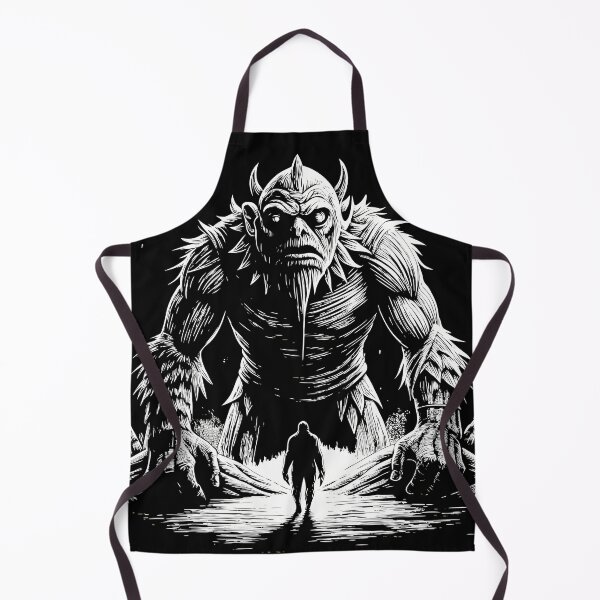 Item preview, Colossal Horned Monster Confronts Lone Figure designed and sold by ART ATTACK ZONE.