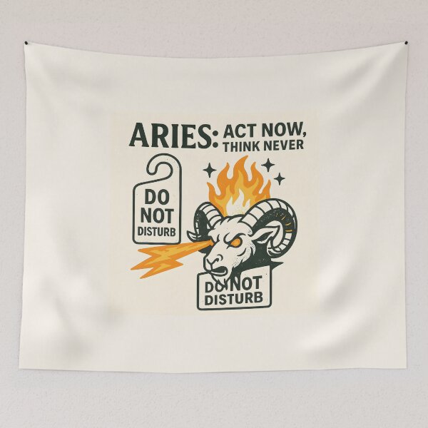 Item preview, Aries Zodiac Funny Design – Act Now Think Never Ram Sign Art designed and sold by VoidBloom Studio.