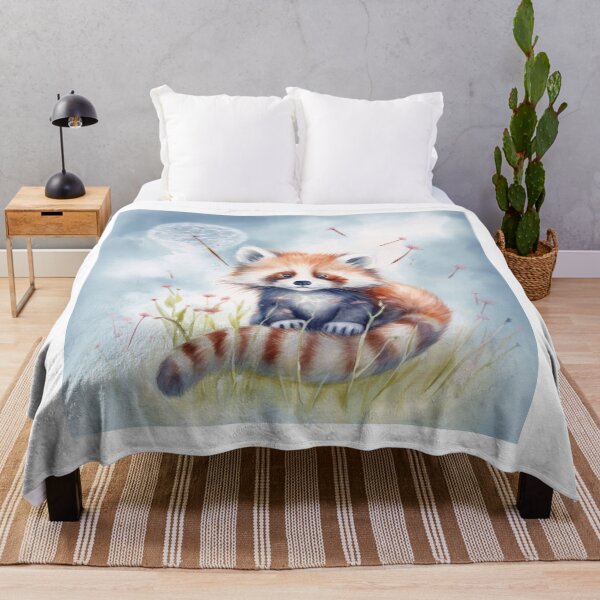 Item preview, Whimsical Baby Red Panda on Dandelion Breeze designed and sold by ArtbyAdrian.