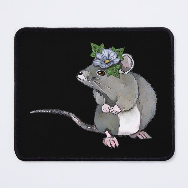 Item preview, Mouse with Flowers on Her Head, Illustration, Cute Grey Mouse designed and sold by JoyfulWhimsy.